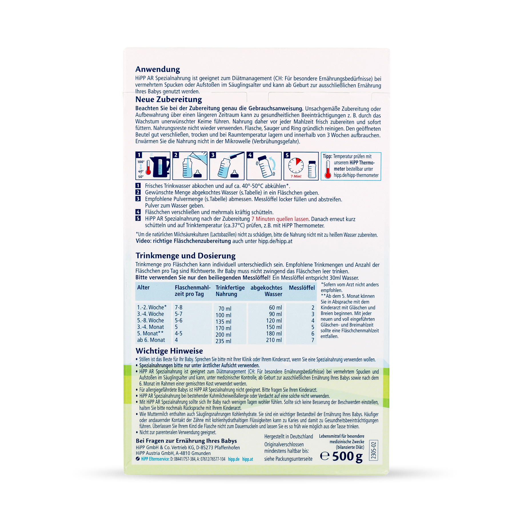 Hipp anti sales reflux instructions