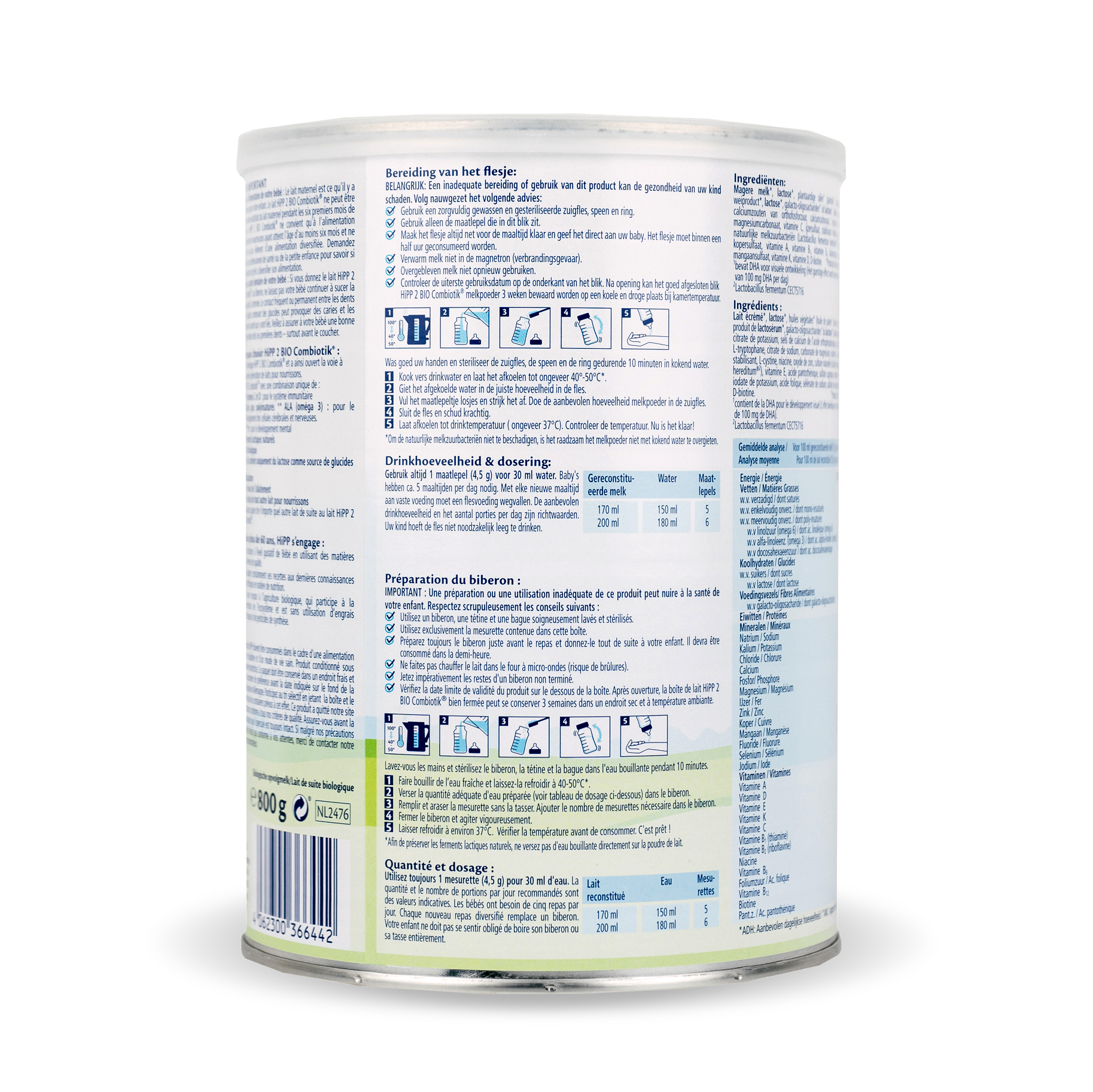 HiPP Hypoallergenic (HA) Stage 2 Combiotic Formula (800g) - Dutch